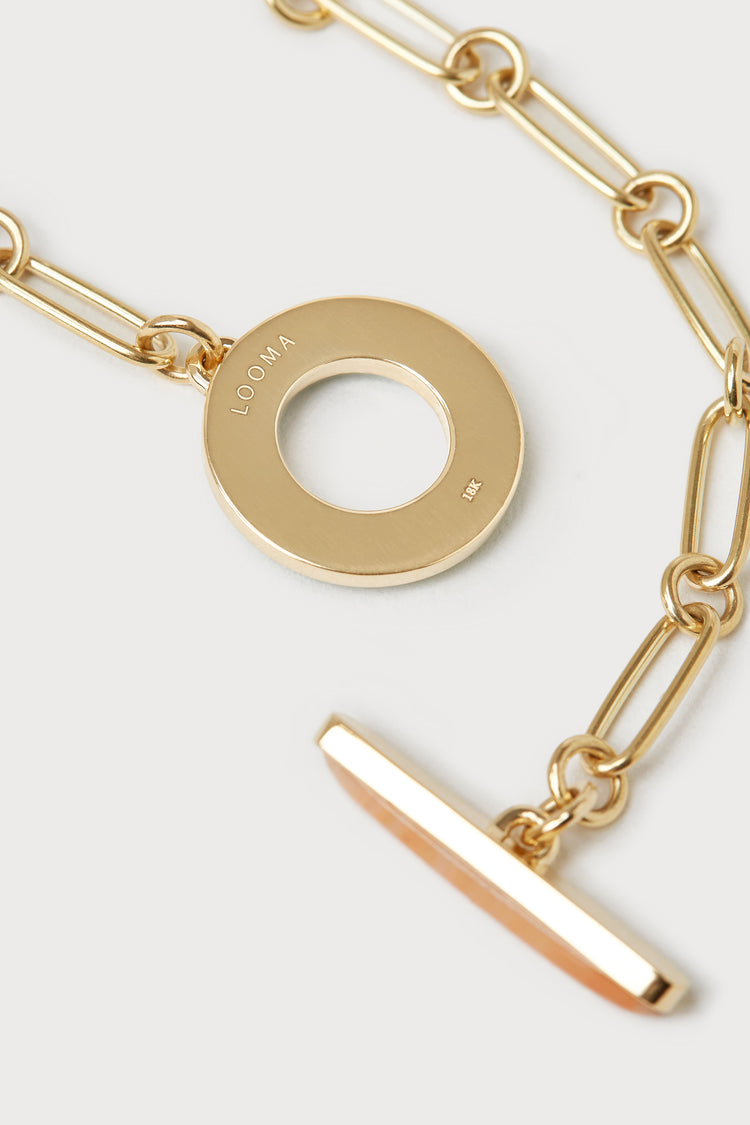 Bonbon Toggle Necklace <br> Green Turquoise & Peach Jasper