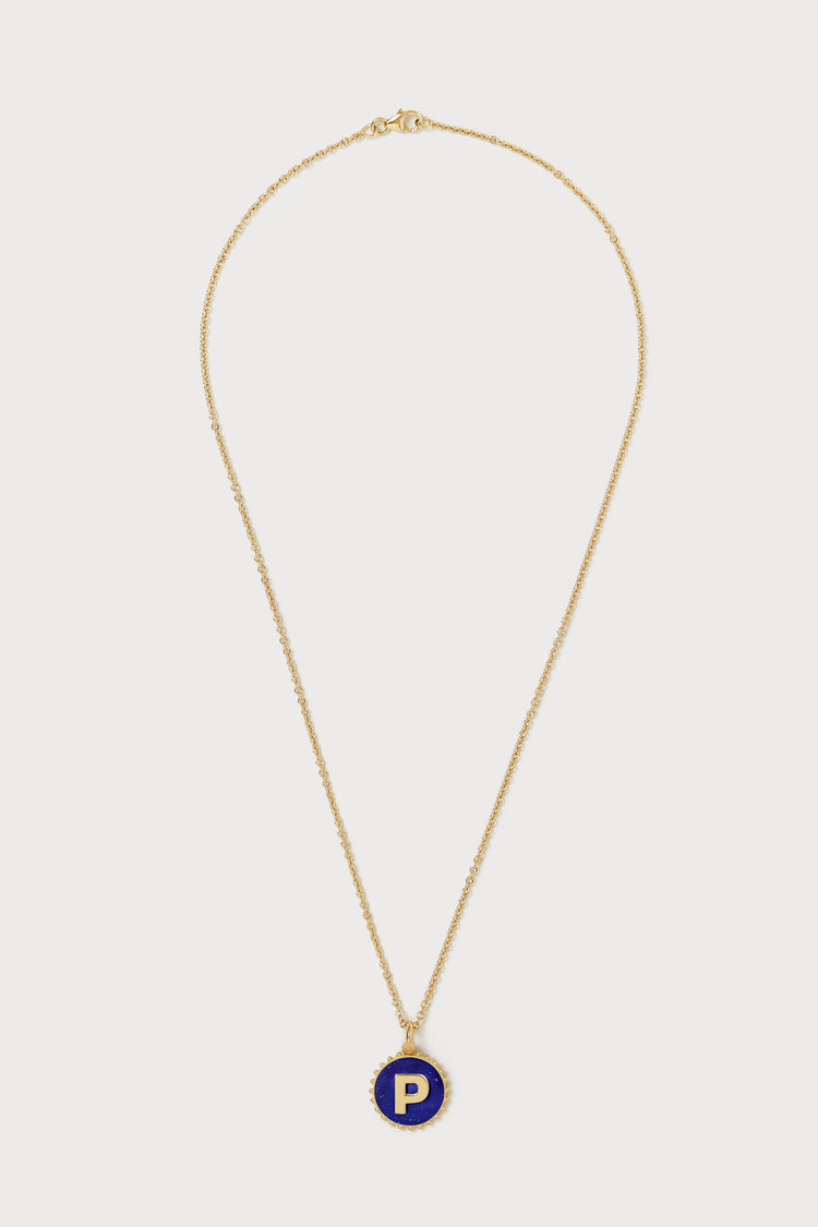 Mini Canvas Initial Necklace <br> Lapis