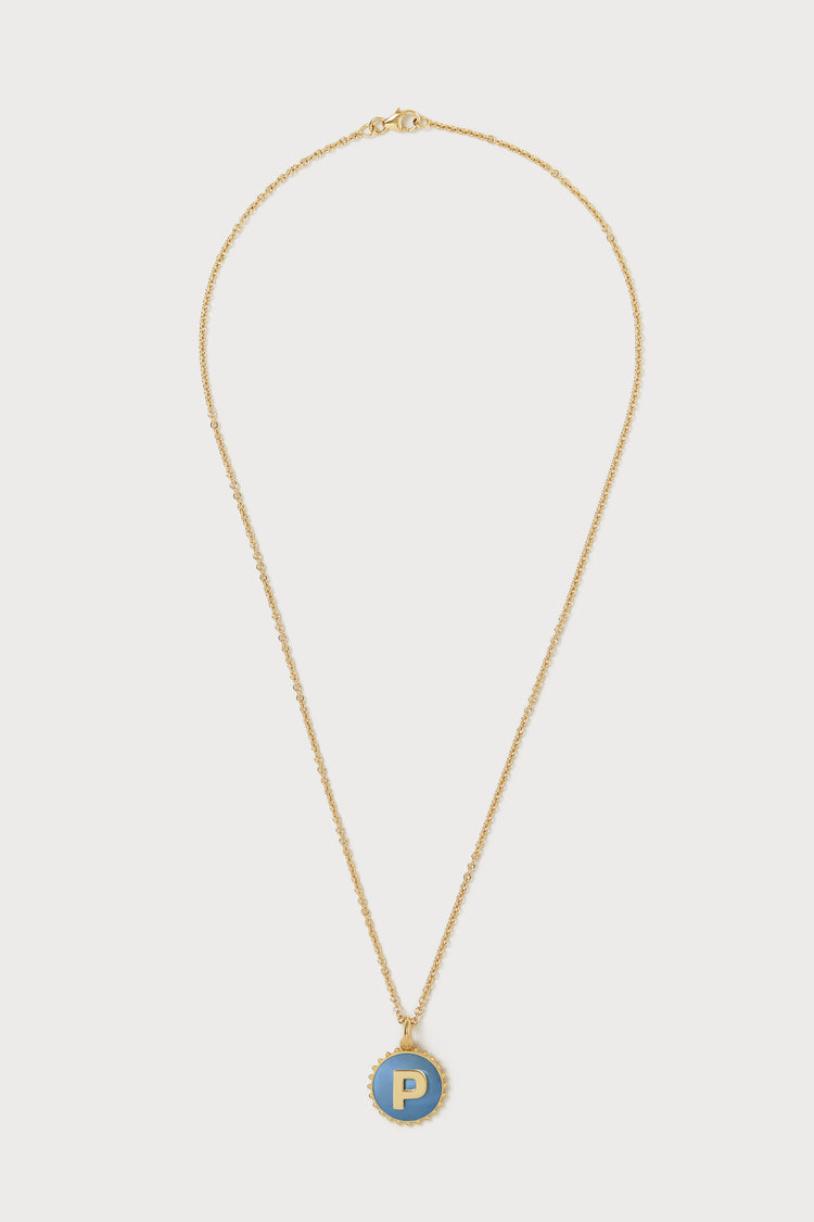 Mini Canvas Initial Necklace <br> Blue Opal