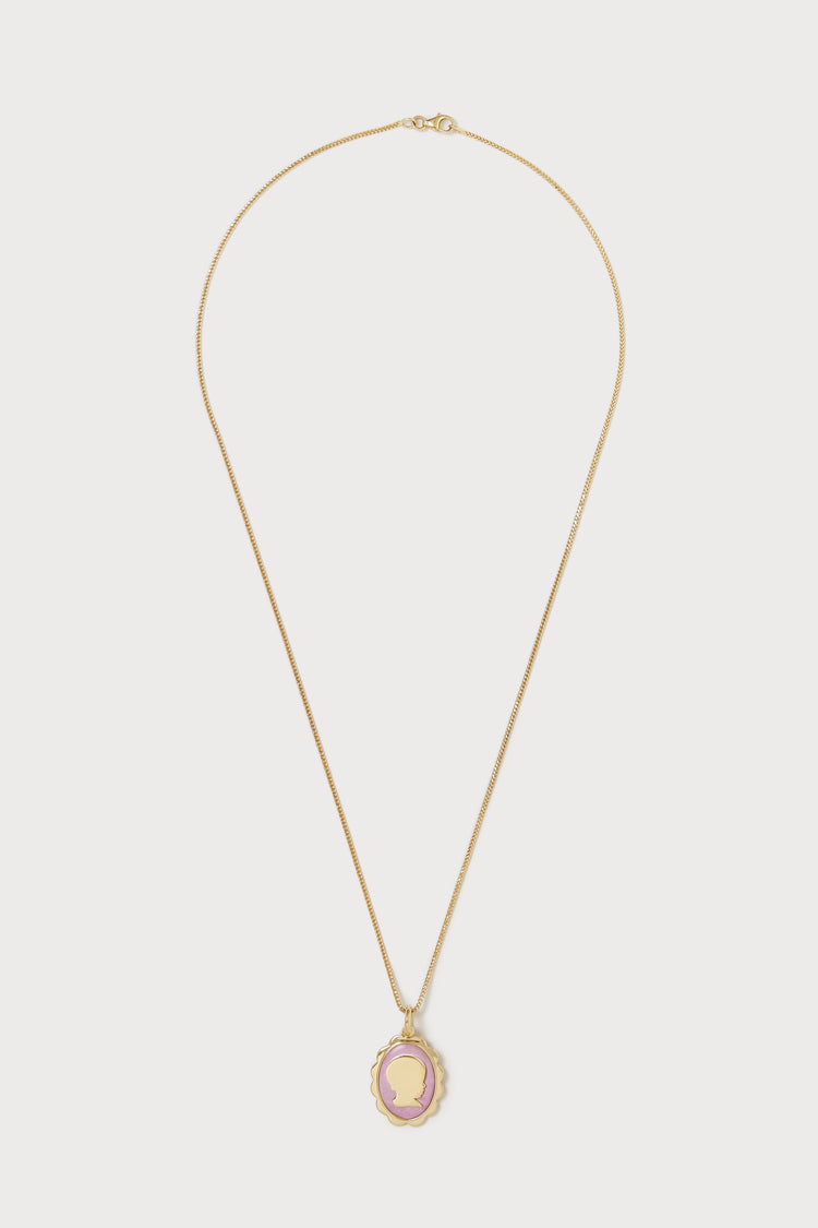 Personalized Scalloped Silhouette Necklace, Oval <br> Lavender