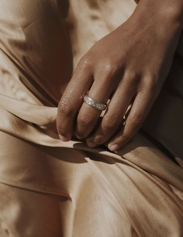 Baguette Checkerboard Bubble Ring