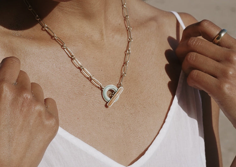 Bonbon Toggle Necklace <br> Blue Opal & Lavender