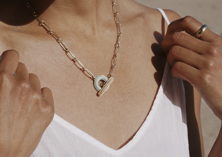 Bonbon Toggle Necklace <br> Lavender & Peach Jasper