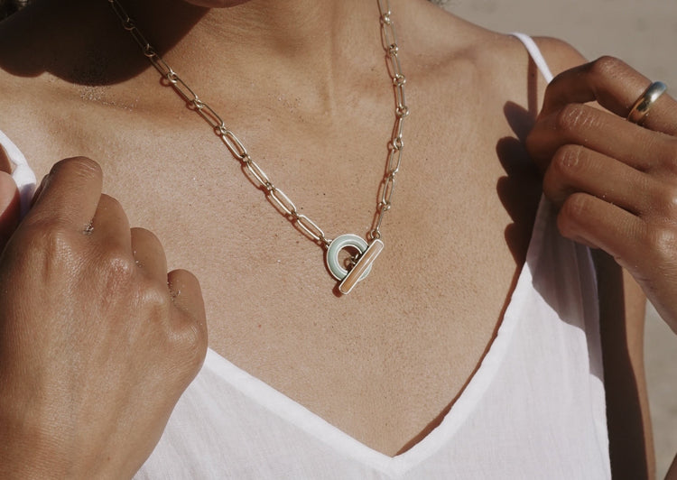Bonbon Toggle Necklace <br> Blue Opal & Green Turquoise