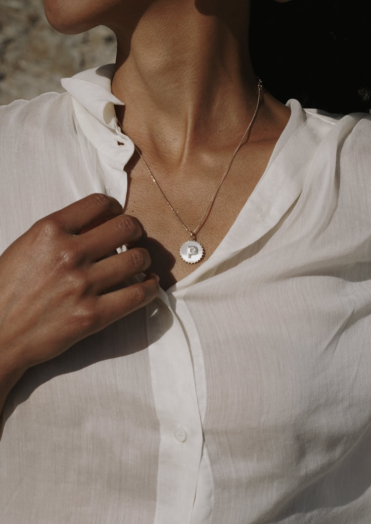 Mini Canvas Initial Necklace <br> Denim Lapis