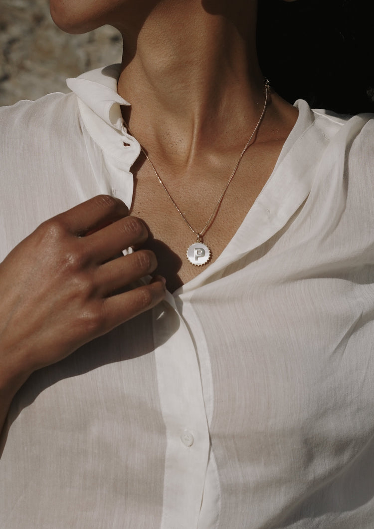 Mini Canvas Initial Necklace <br> Lapis