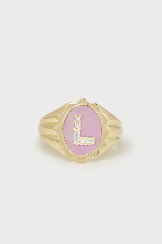 Heritage Scalloped Initial Ring <br> Lavender