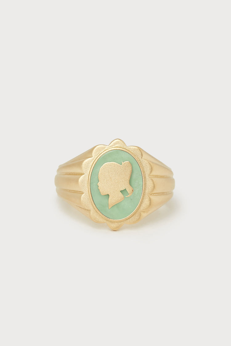 Personalized Scalloped Silhouette Ring <br> Green Turquoise
