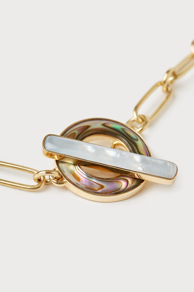 Bonbon Toggle Necklace <br> Abalone & Mother of Pearl
