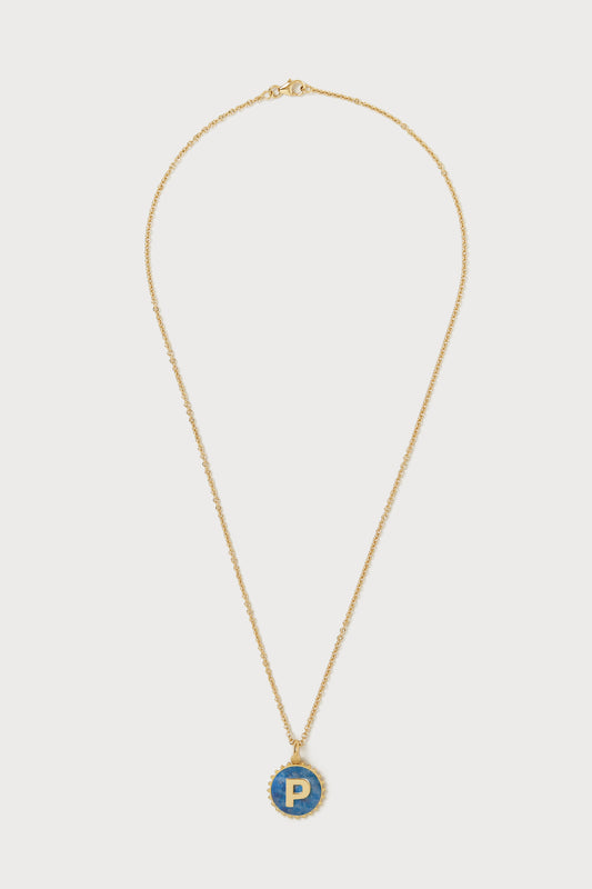 Mini Canvas Initial Necklace <br> Denim Lapis