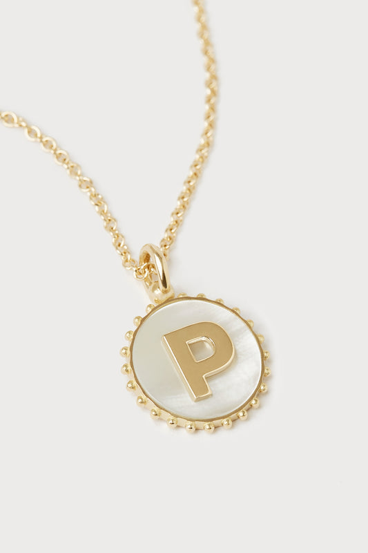 Mini Canvas Initial Necklace <br> Mother of Pearl