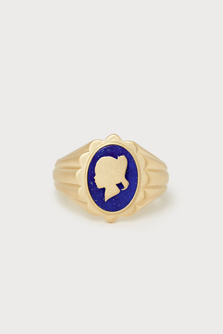 Personalized Scalloped Silhouette Ring <br> Lapis