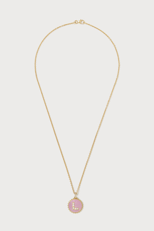 Mini Canvas Diamond Initial Necklace <br> Lavender