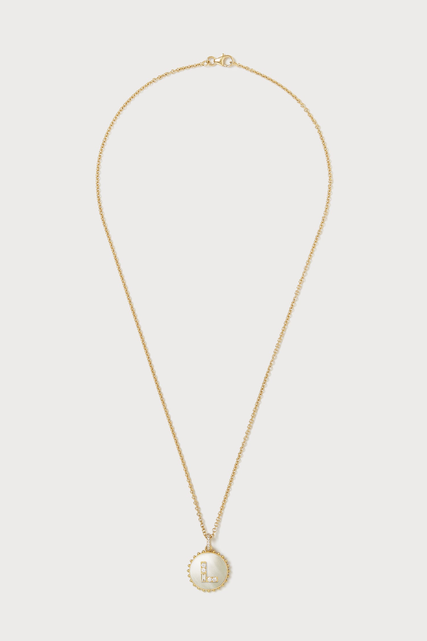 Mini Canvas Diamond Initial Necklace Mother of Pearl – Looma