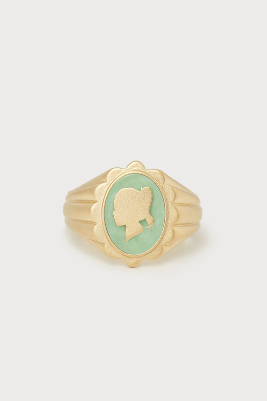 Personalized Scalloped Silhouette Ring <br> Green Turquoise